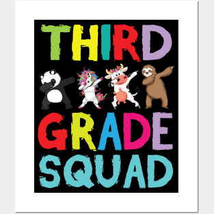 Animals Students Dabbing Back To School Third Grade Squad Posters and Art